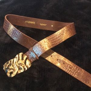 Leather belt with metal buckle